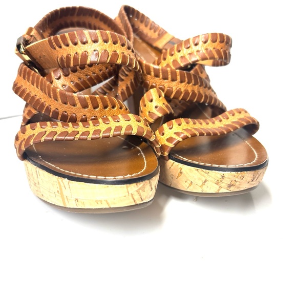 Via Spiga Cork Leather Heeled Wooden Sandals Size 10 - Picture 7 of 10